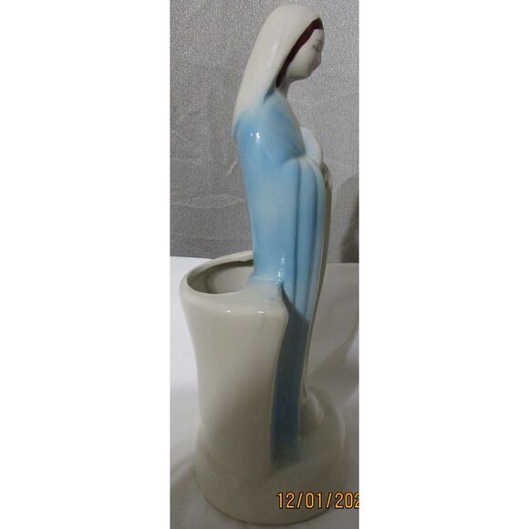 Vintage praying Virgin Mother Mary planter ceramic religious Catholic blue Jesus - Picture 5 of 9
